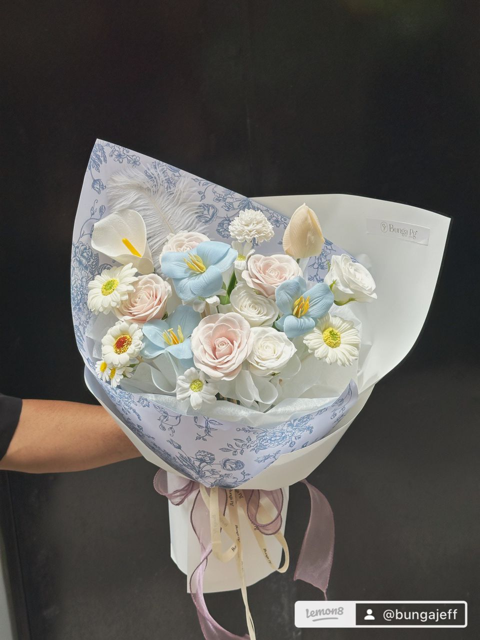 Baby Blue Soap Flower Bouquet