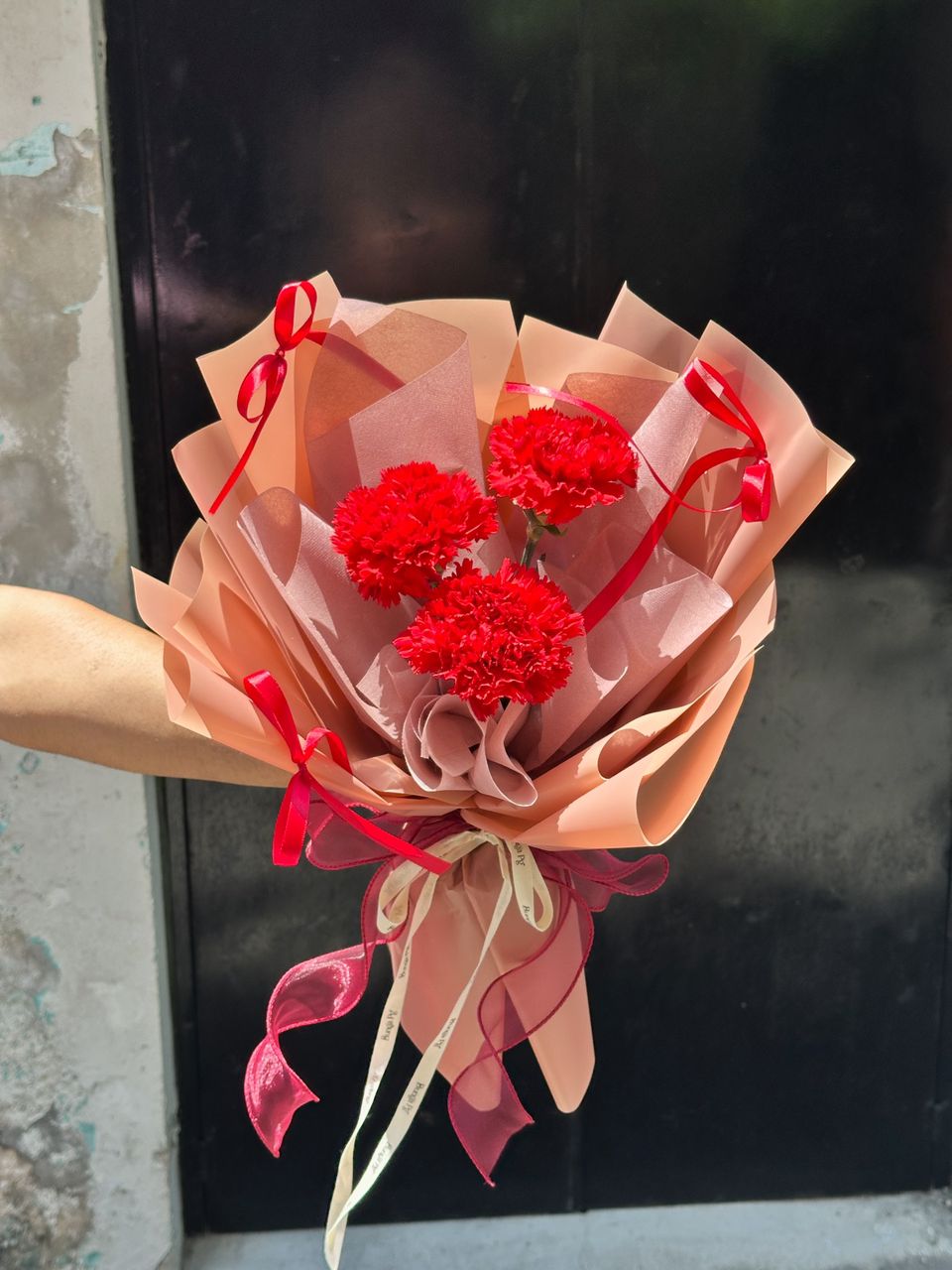 Red Fresh Carnation Bouquet