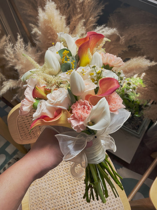 Pastel Calla Lily Tulips Bridal Bouquet