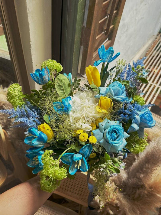 Blue Garden Bridal Bouquet