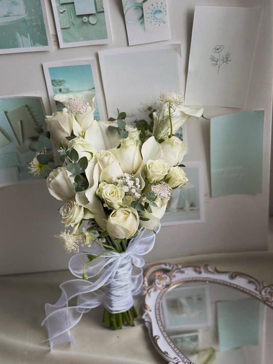 All White Tulips & Calla Lily Bridal Bouquet